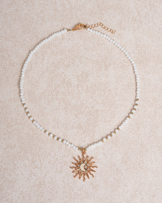 White Sun Pendant Necklace
